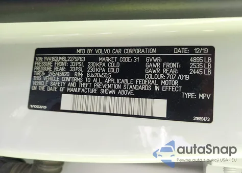 2020 Volvo Xc40 T5 R-Design from USA, damaged, VIN YV4162UM6L2279763